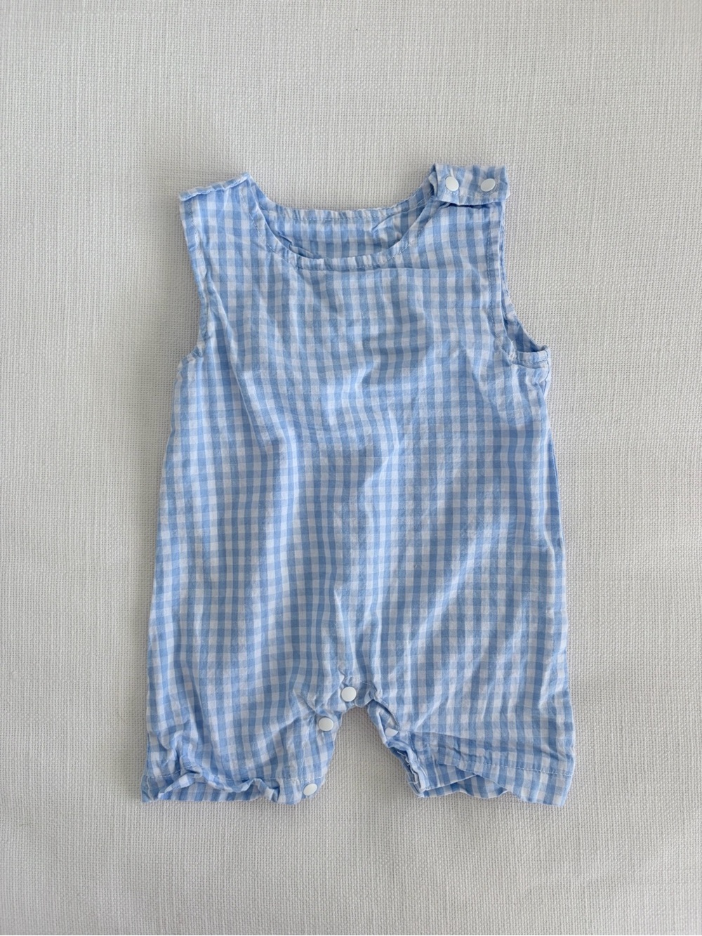Blue Gingham Baby Romper